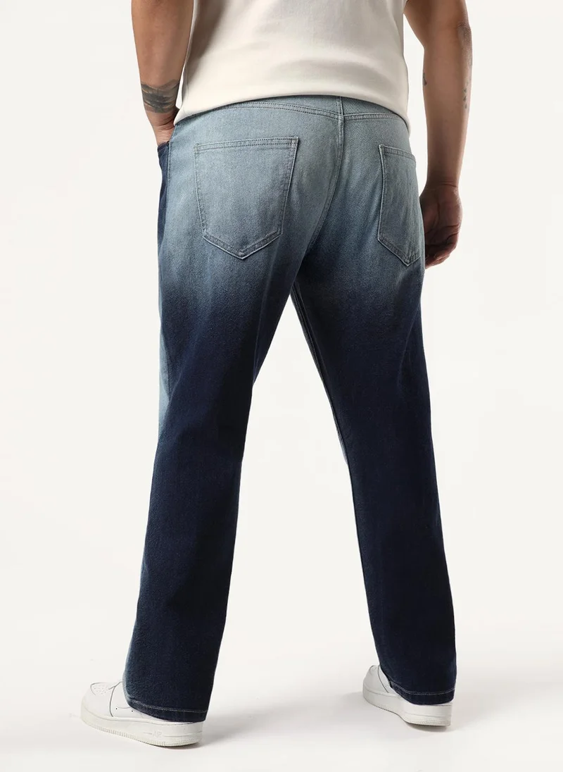 Urbano Fashion  Urbano Plus Men's Dark Blue Straight Fit Heavy Washed Faded Denim Jeans Stretchable for Men | Best Price UAE